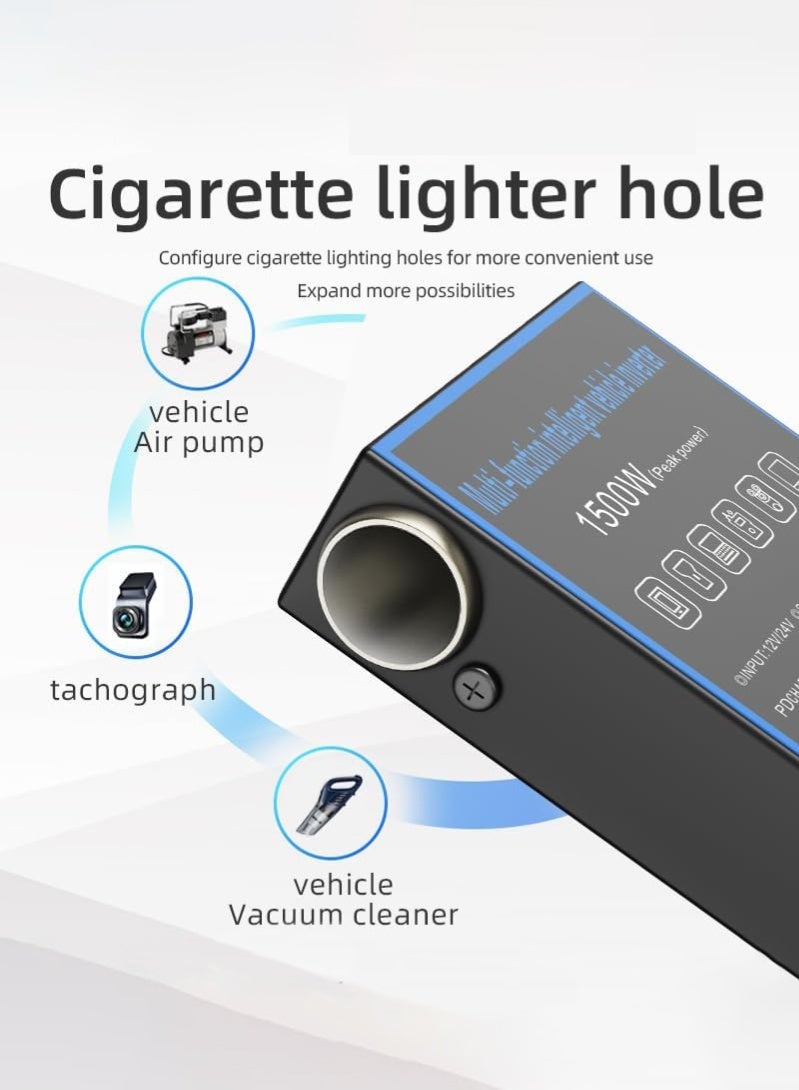 MAOGEDA 1500w Car Power Inverter Multi-Port, DC 12V 24V to AC 220V Converter Modified Sine Wave Inverter High Frequency Watt Power Charger Inverter Converter Compatible with Various Vehicles, Can Provide Multiple Devices - Image 2